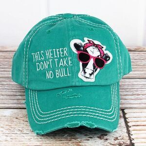 2/$30 Ladies Teal Crazy Heifer Baseball Hat